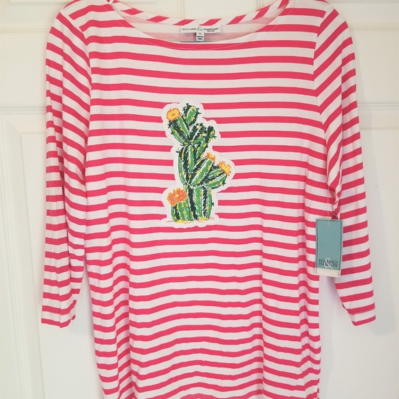 Hillard & Hanson Knit Top NWT Pink White Floral - Picture 3 of 6